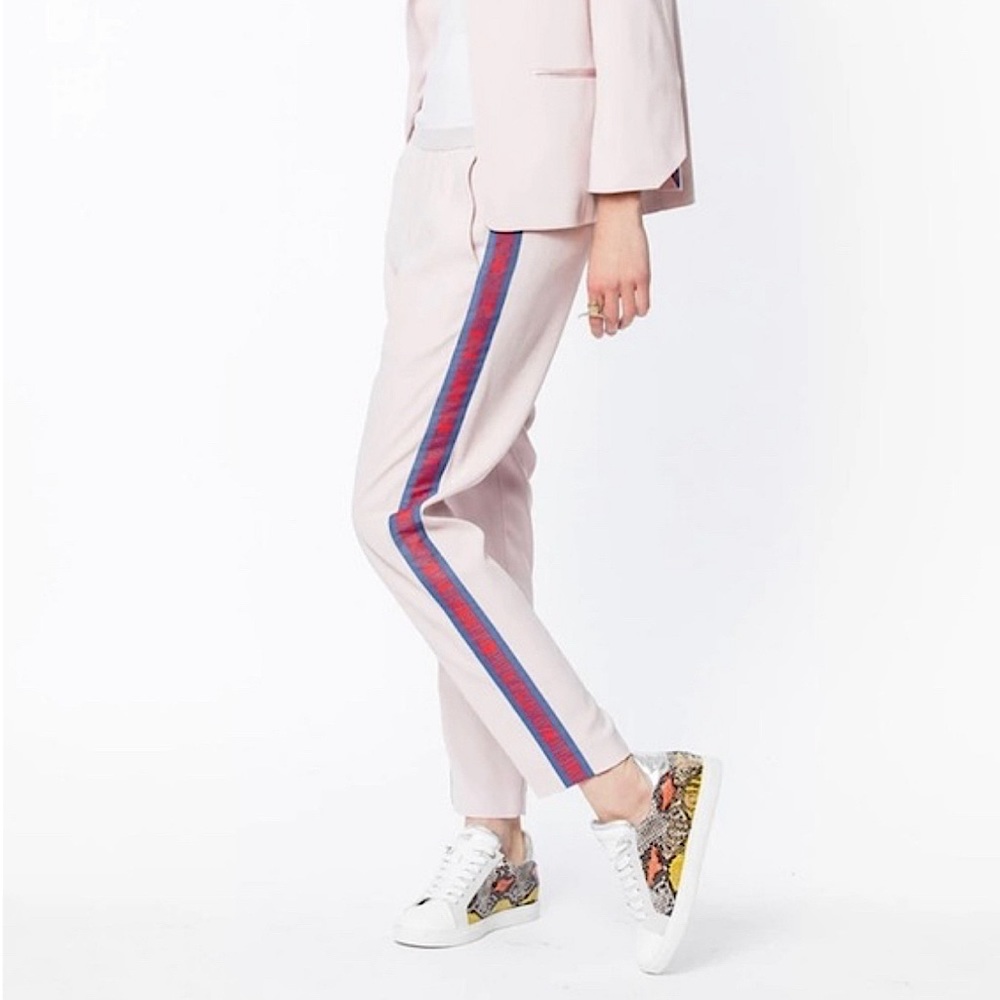 Zadig & Voltaire Paula Side Stripe GIRLS CAN DO ANYTHING Track Pants Pink
